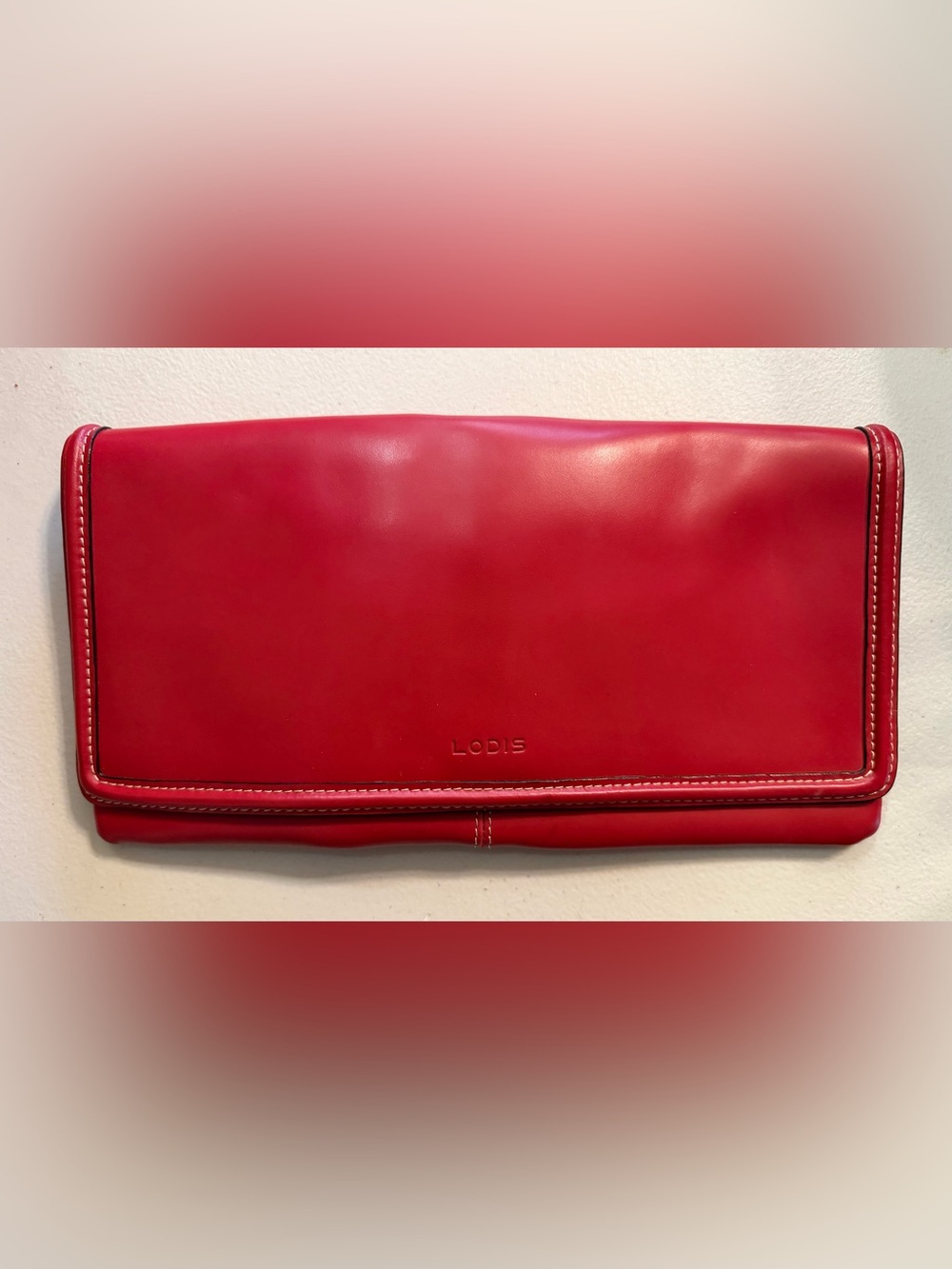 Lodis Red Leather Envelope Clutch